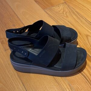 CROCS Brooklyn Wedge Black Women's Platform Sandals